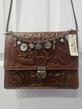 Patricia Nash Lanza Tooled Florence Leather Crossbody Bag
